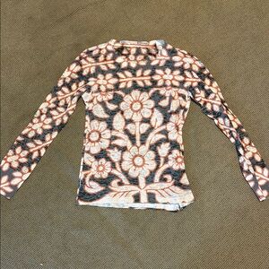 Floral Long Sleeve Top - charcoal  and Orange never worn!